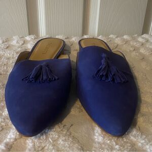 Talbots Blue Suede Slip on Mules with Tassel Size 8.5M